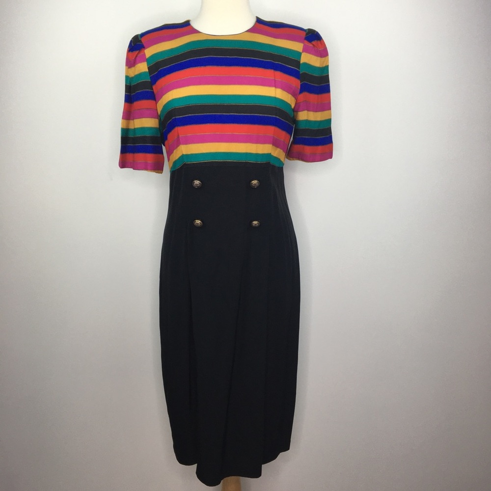 vintage rainbow stripe sheath dress - Picture 1 of 9
